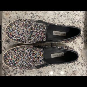 Steve Madden multi colored jeweled slide on shoes